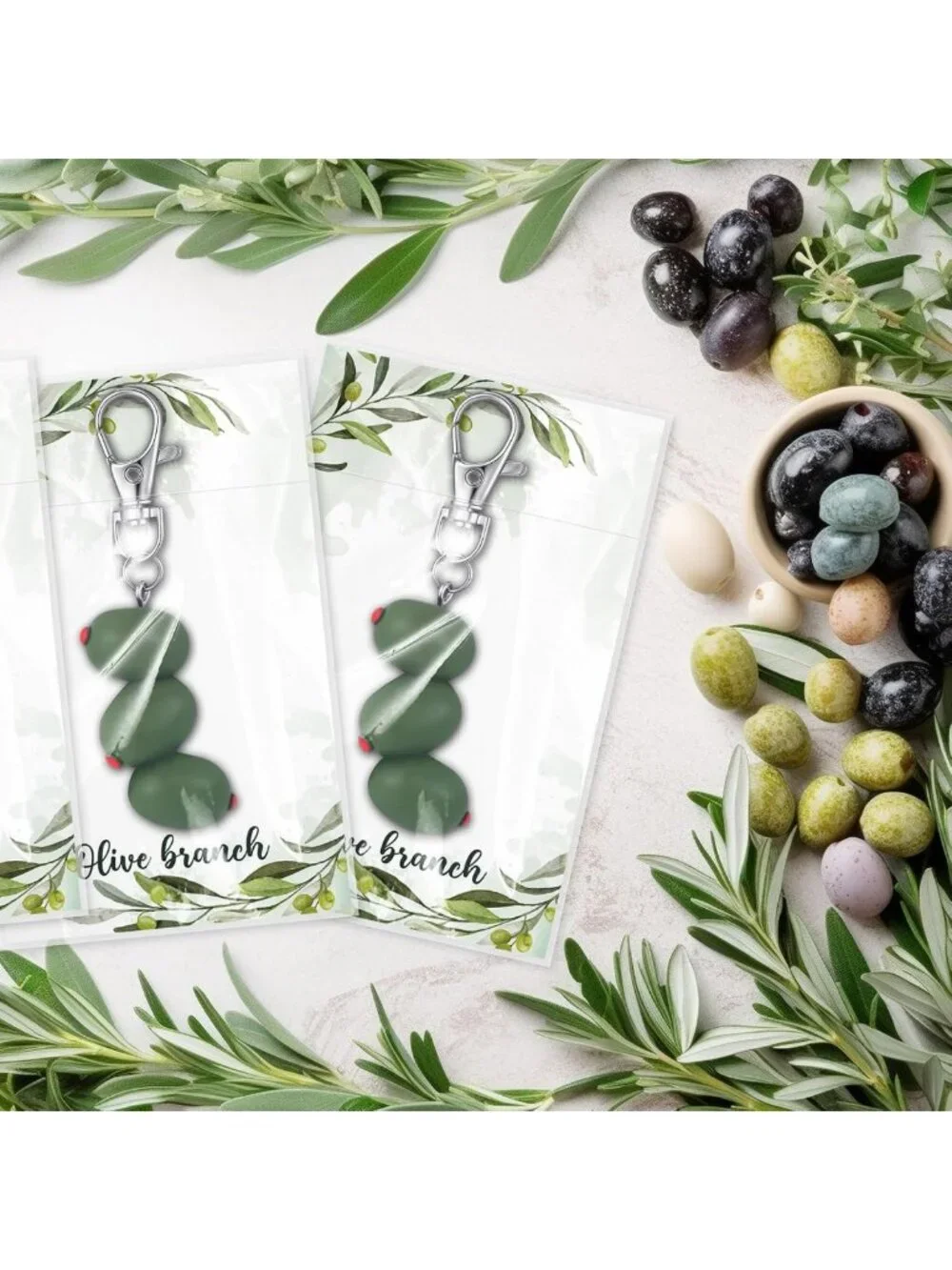 3D Olive Keychain Set - 16 Packs for Bachelorette Party Favors, Birthdays